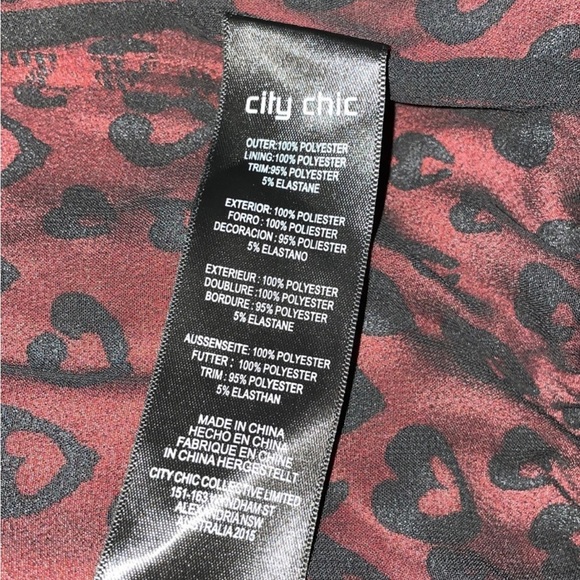 New-City Chic red black One piece lowcut Bodysuit Blouse Top plus 18/M - Picture 8 of 12